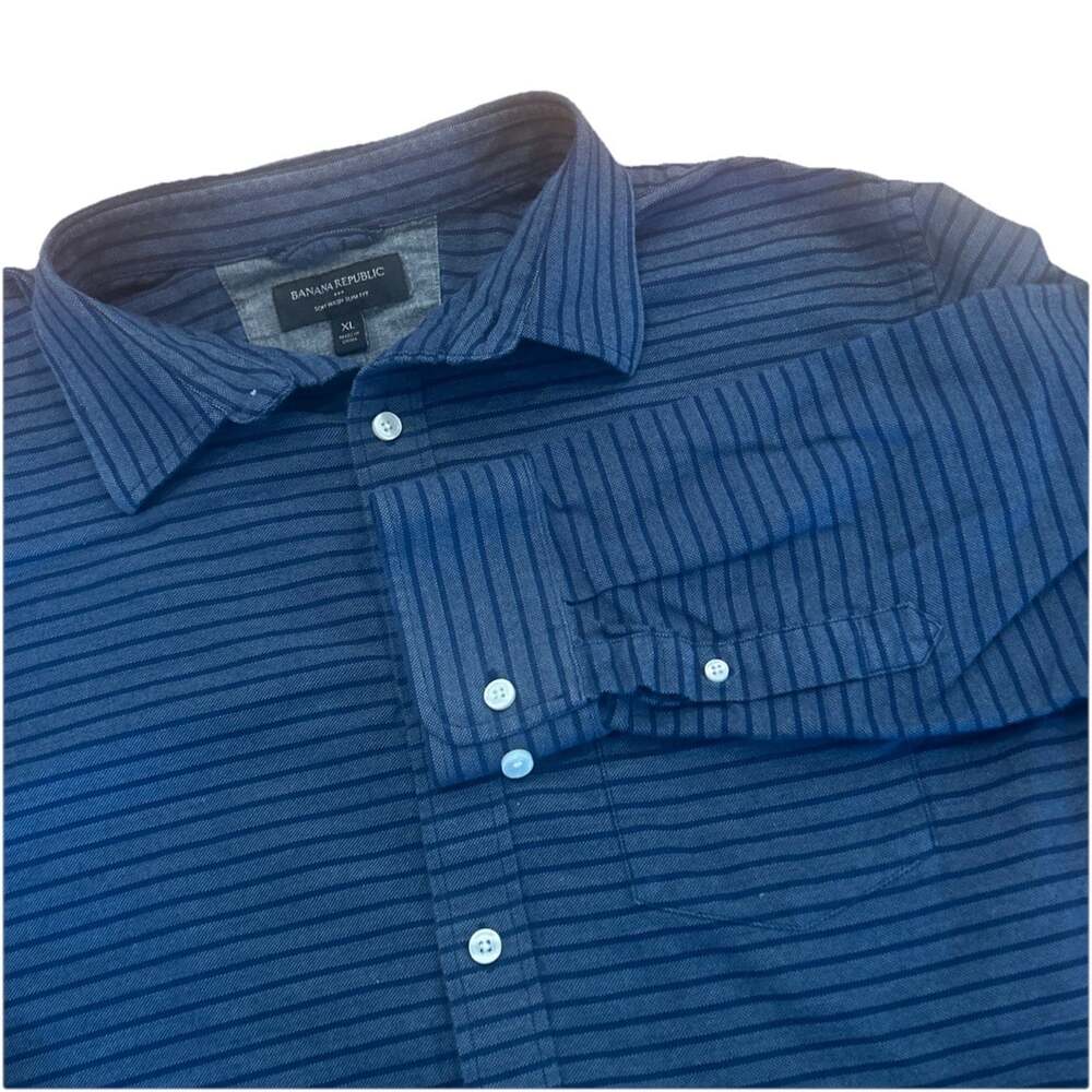 Banana Republic Flannel Button Down Shirt Men XL Slim Fit Blue Gorpcore Soft